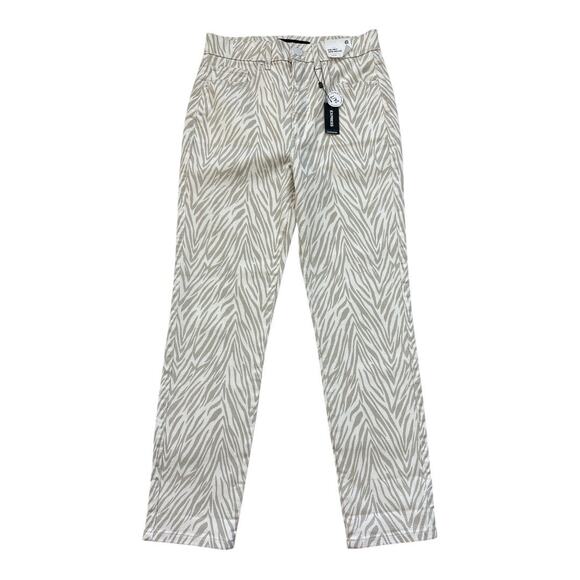 Express Womens High Waisted Slim Ankle Jeans Zebra Print Size 4R Super High Rise - Picture 2 of 7